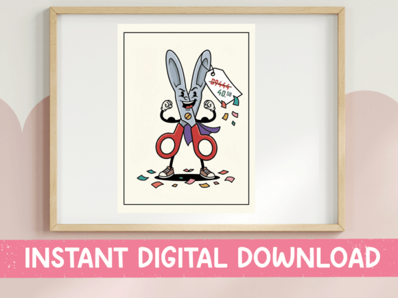 Coupon Scissors Retro Character: A Bold Graphic Asset for T-Shirt Designs and Branding