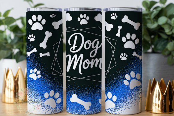 Dog Mom Glitter Paw Prints 20oz Wrap – A Polished Graphic Design Asset for Tumbler Wraps