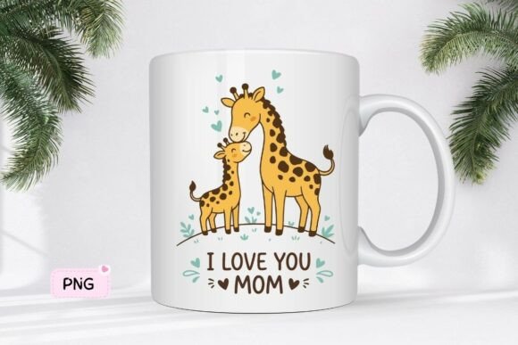 I Love You Mom Cute Giraffe Illustration: A Versatile Graphic Design Freebie