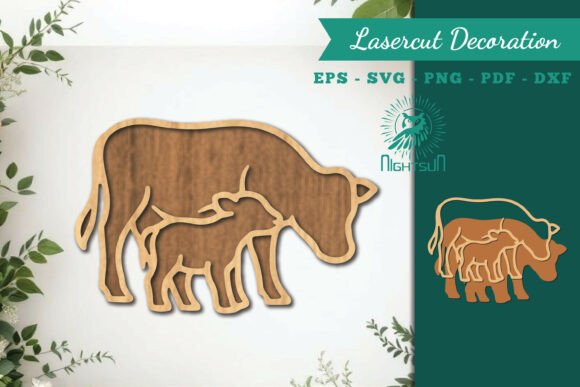 Mom and Baby Cow Lasercut Home Decor SVG for Creative Sellers
