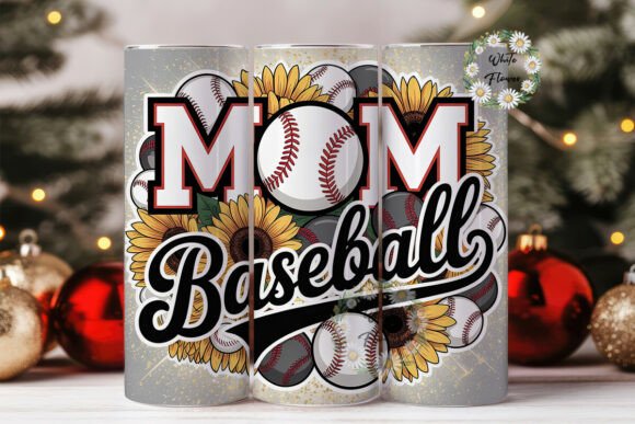 MOM Baseball Sunflowers Glitter Tumbler – A Vibrant Graphic Design Asset for Modern Branding