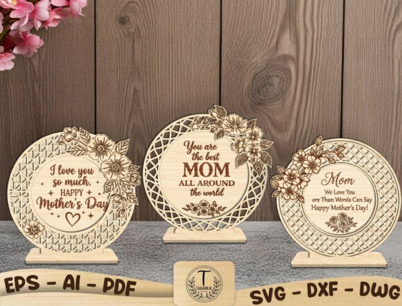 Mother’s Day Round Sign SVG Bundle for Laser Cutting Projects