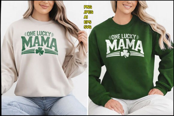 One Lucky Mama Shamrock St Patrick's Day Graphics for T-Shirt Designs