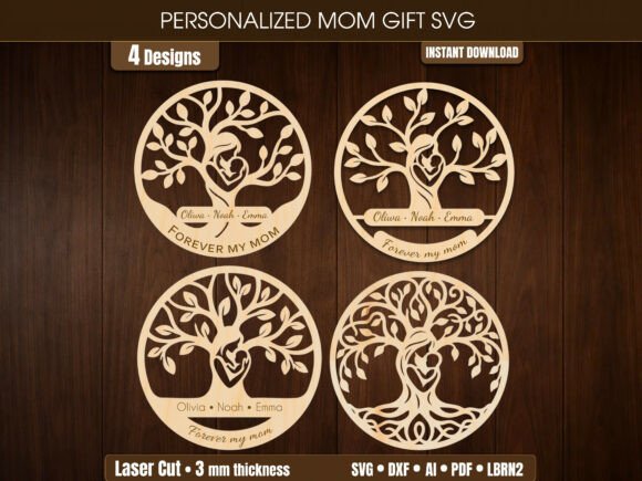 Personalized Mom Tree SVG Laser Cut for Mother’s Day Projects