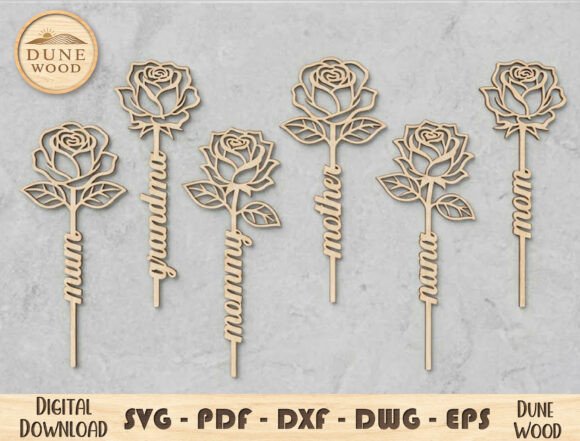 Rose Mom Topper Laser Cutting Design for Mother’s Day Content