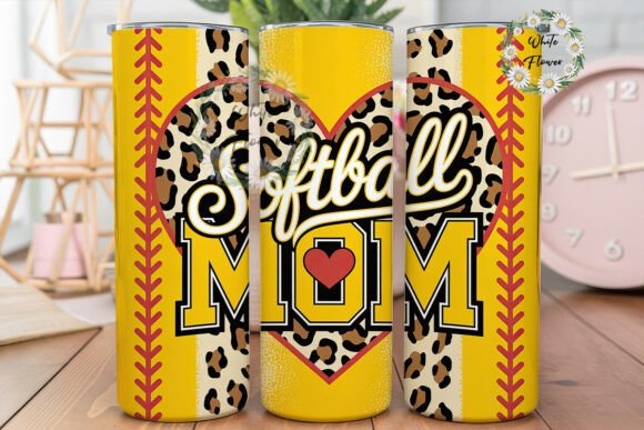 Softball MOM Leopard Print 20oz Tumbler Graphics for Editorial Use