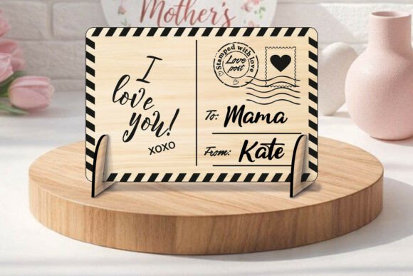 SVG I Love You Mom Mother’s Day Post Card for Laser Cutting Projects