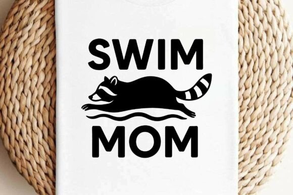 Swim Mom with Raccoon: A Unique Illustration for Creative Projects