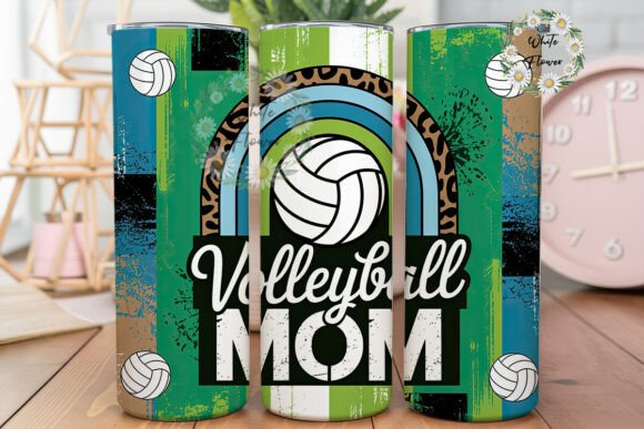Teal Gold Volleyball Mom Tumbler Wrap for Branding and Marketing